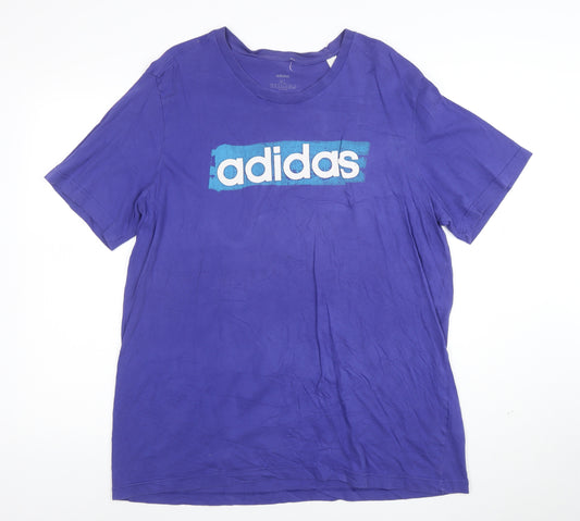 adidas Men's Purple XL Cotton Crew Neck Graphic Sports T-Shirt
