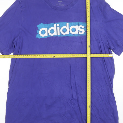 adidas Men's Purple XL Cotton Crew Neck Graphic Sports T-Shirt