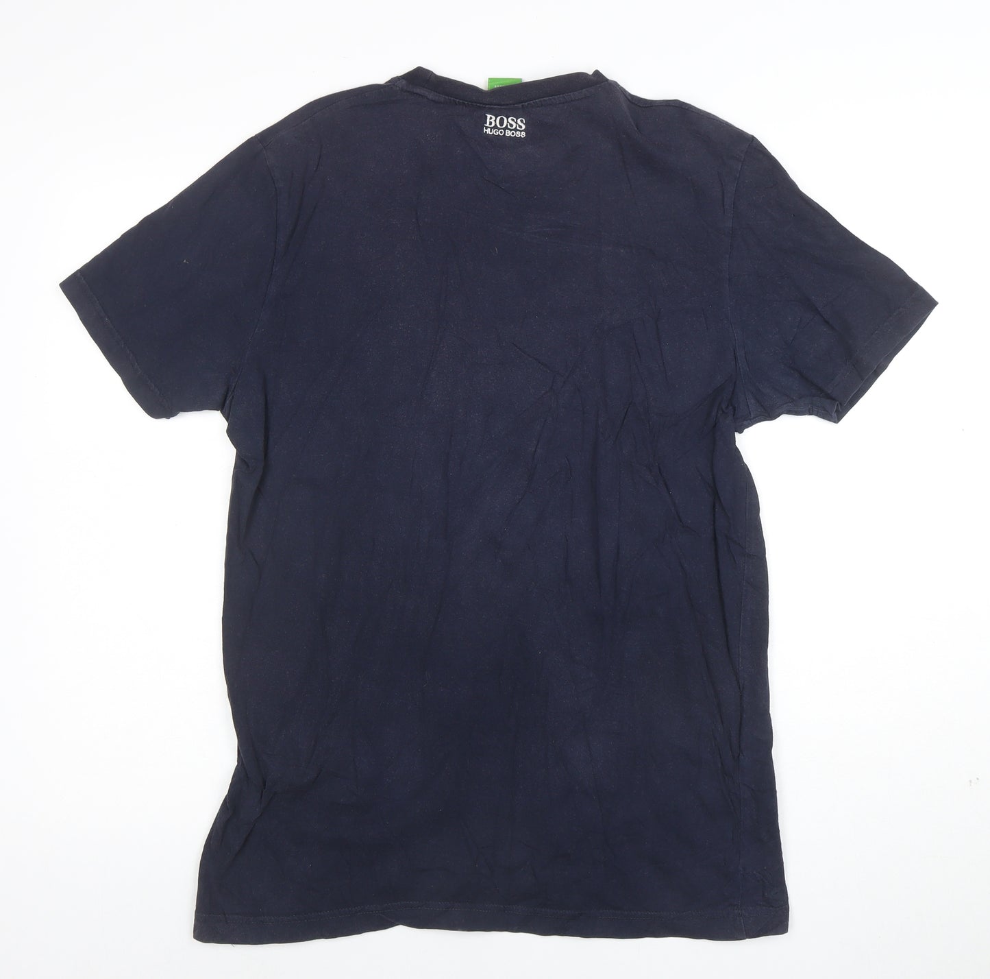 Hugo Boss Men's Blue Graphic Logo Cotton Crew Neck T-Shirt Size M