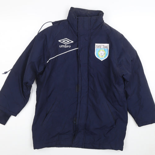 Umbro Boys Blue Waterproof Hooded Puffer Jacket 2XS Winter Football Coat
