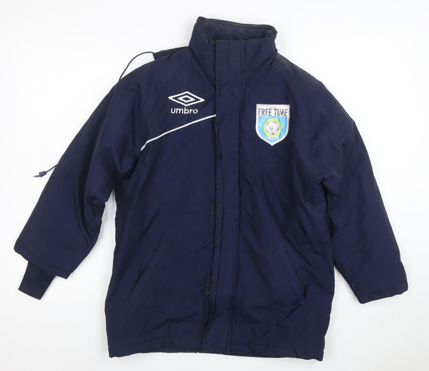 Umbro Boys Blue Waterproof Hooded Puffer Jacket 2XS Winter Football Coat