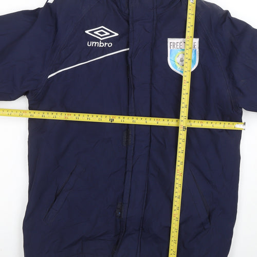 Umbro Boys Blue Waterproof Hooded Puffer Jacket 2XS Winter Football Coat