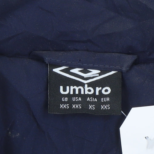 Umbro Boys Blue Waterproof Hooded Puffer Jacket 2XS Winter Football Coat