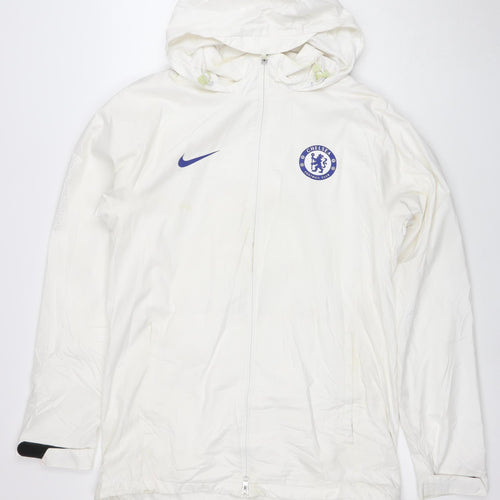 Nike Men's White M Windbreaker Hooded Football Jacket