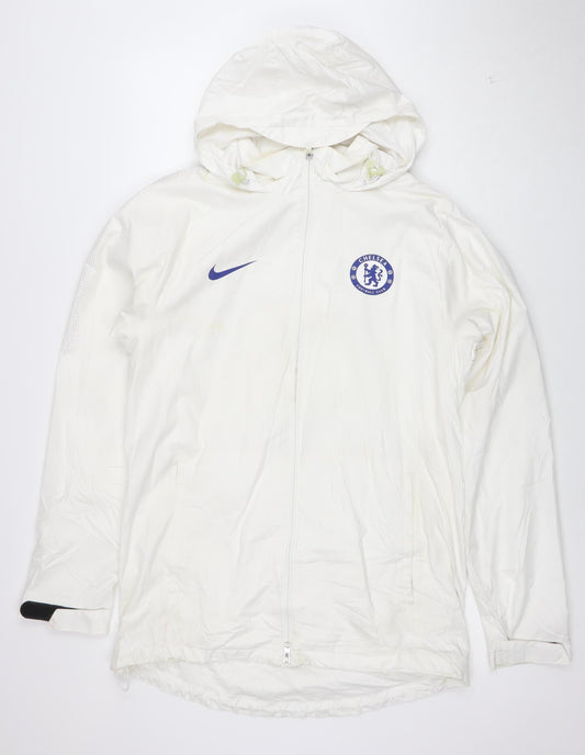 Nike Men's White M Windbreaker Hooded Football Jacket