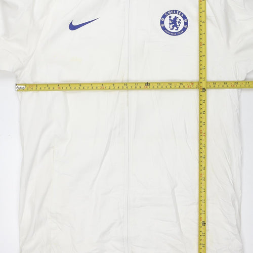 Nike Men's White M Windbreaker Hooded Football Jacket