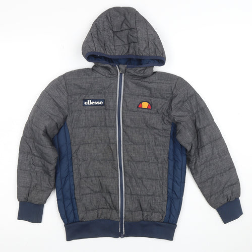 Ellesse Boys Grey Blue Full Zip Hooded Hoodie Jacket Size 6/8