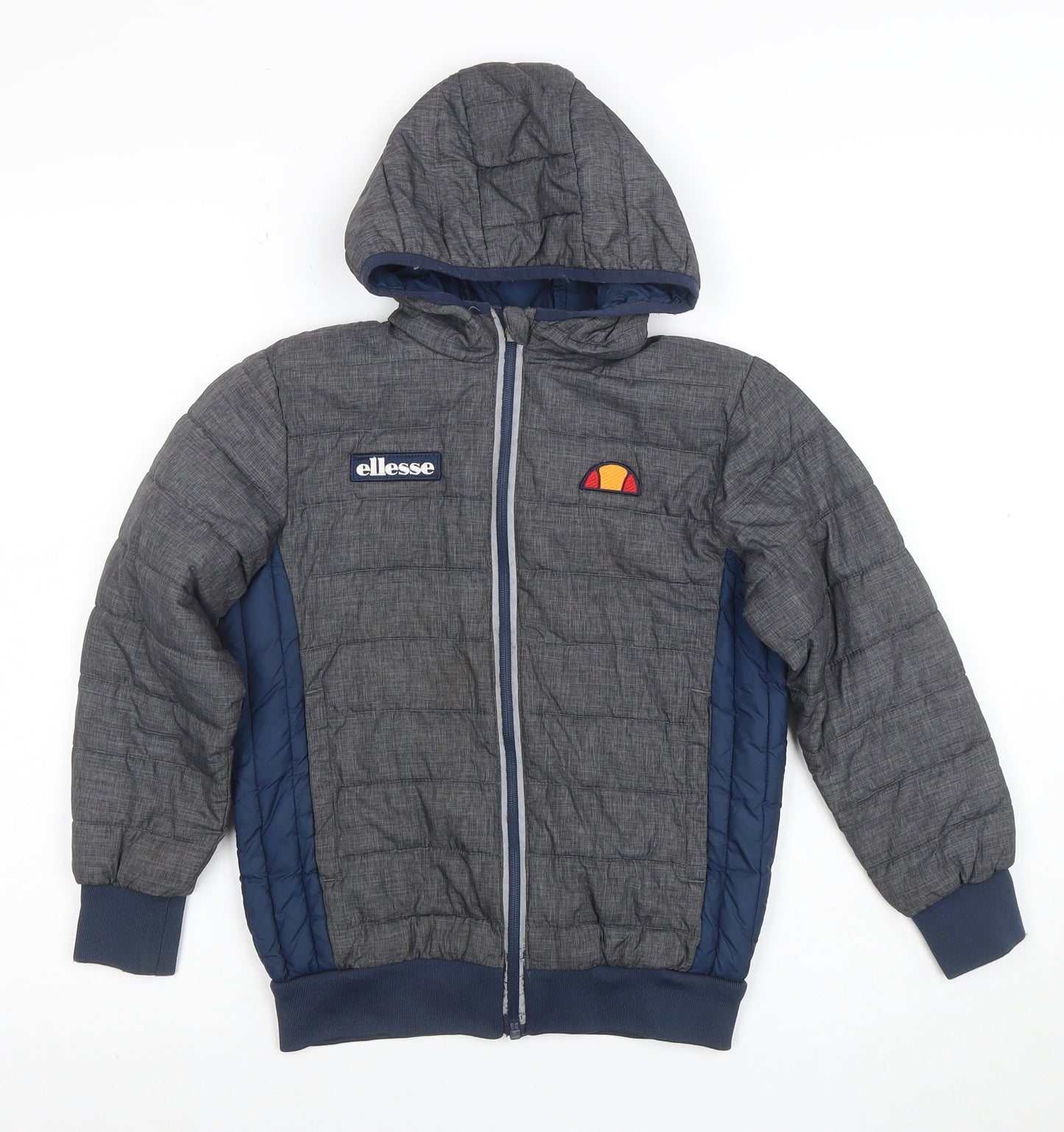 Ellesse Boys Grey Blue Full Zip Hooded Hoodie Jacket Size 6/8