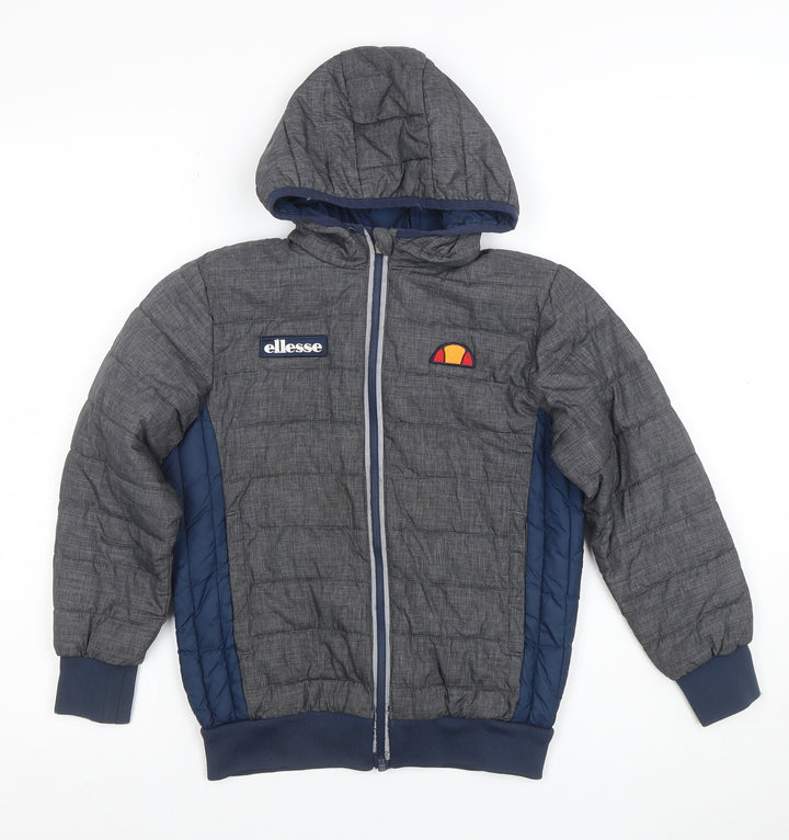 Ellesse Boys Grey Blue Full Zip Hooded Hoodie Jacket Size 6/8