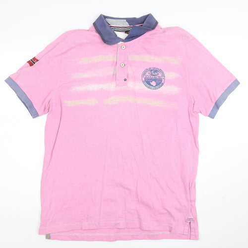Napapijri Men's Pink 2XL Cotton Short Sleeve Polo Shirt
