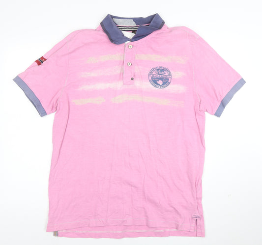 Napapijri Men's Pink 2XL Cotton Short Sleeve Polo Shirt