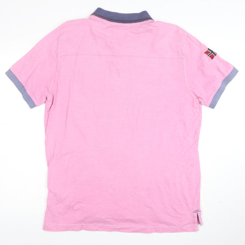 Napapijri Men's Pink 2XL Cotton Short Sleeve Polo Shirt