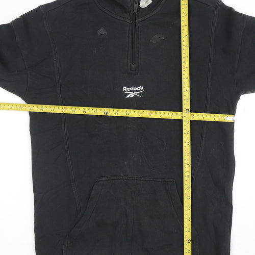 Reebok Womens Black XS 1/4 Zip Pullover Sweatshirt Hoodie