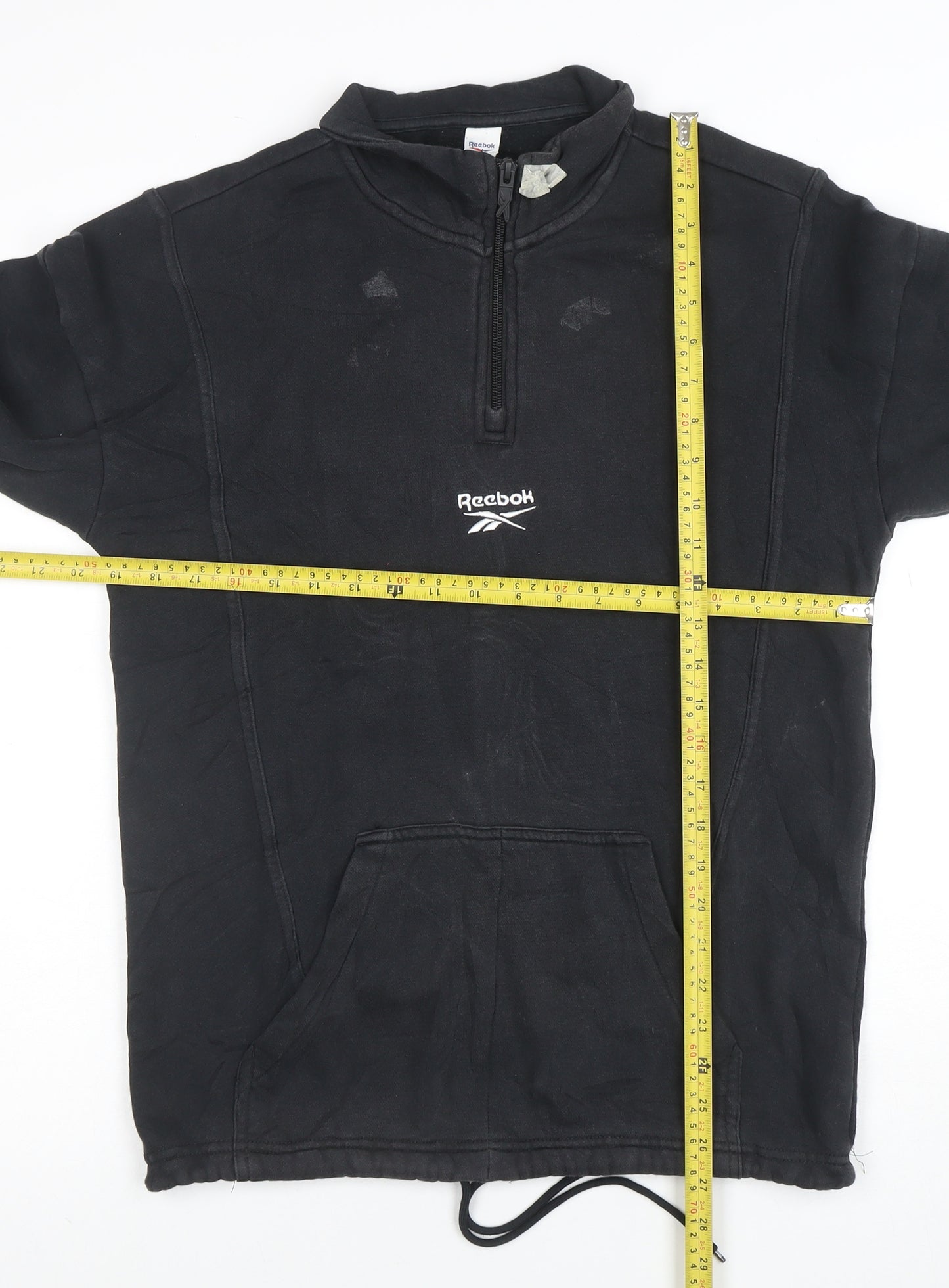 Reebok Womens Black XS 1/4 Zip Pullover Sweatshirt Hoodie