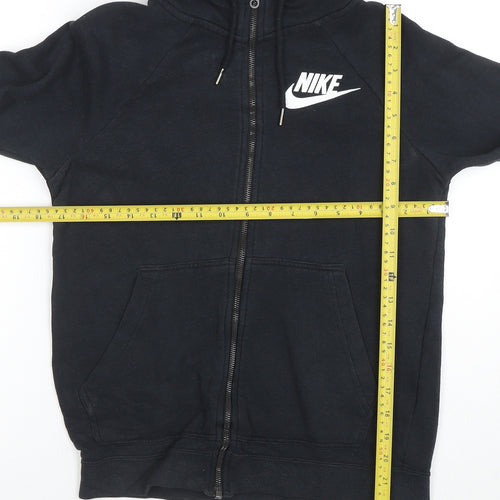 Nike Womens Black XS Full Zip Hoodie with Drawstring and Logo