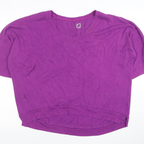 JCPenney Women Purple XL V-Neck Relaxed Cotton T-Shirt