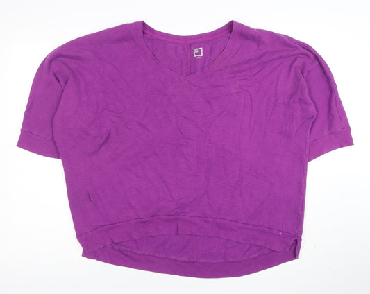 JCPenney Women Purple XL V-Neck Relaxed Cotton T-Shirt