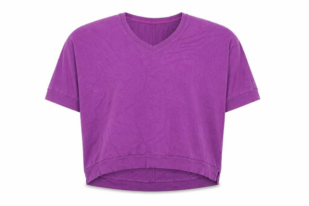 JCPenney Women Purple XL V-Neck Relaxed Cotton T-Shirt
