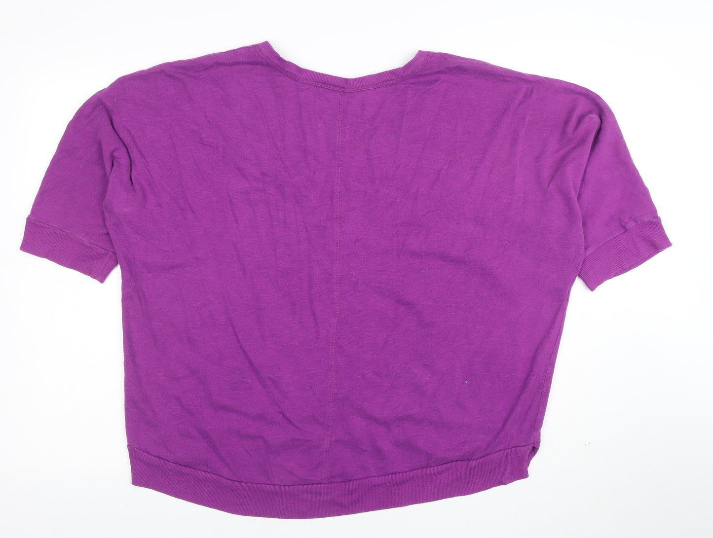 JCPenney Women Purple XL V-Neck Relaxed Cotton T-Shirt