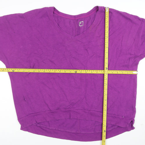 JCPenney Women Purple XL V-Neck Relaxed Cotton T-Shirt