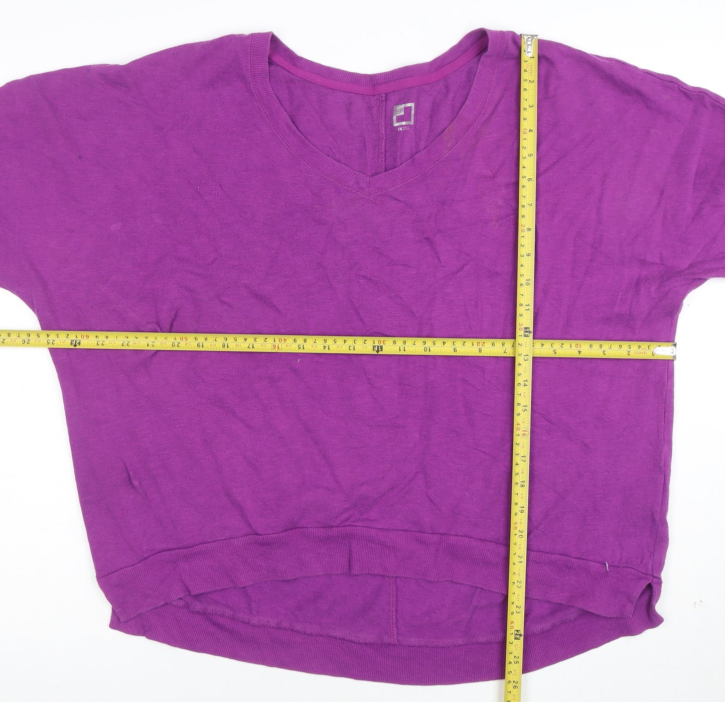 JCPenney Women Purple XL V-Neck Relaxed Cotton T-Shirt