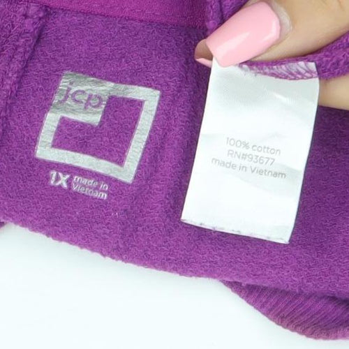 JCPenney Women Purple XL V-Neck Relaxed Cotton T-Shirt