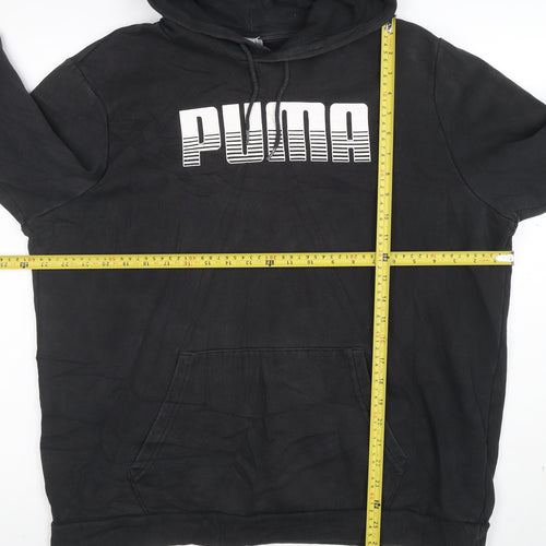 Puma Womens Black Pullover Hoodie L Cotton Blend Logo Sweatshirt