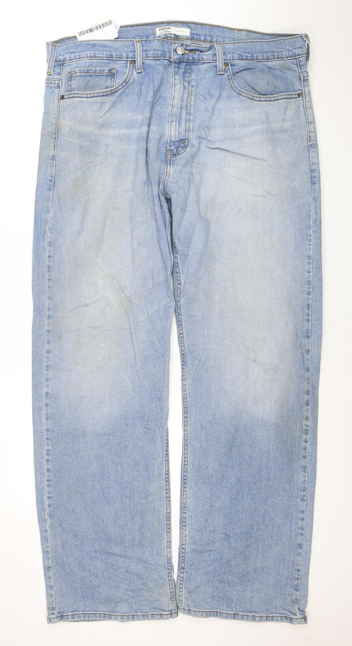 Levi Strauss Signature Men's Blue Light Wash Loose Fit Denim Jeans 38L34