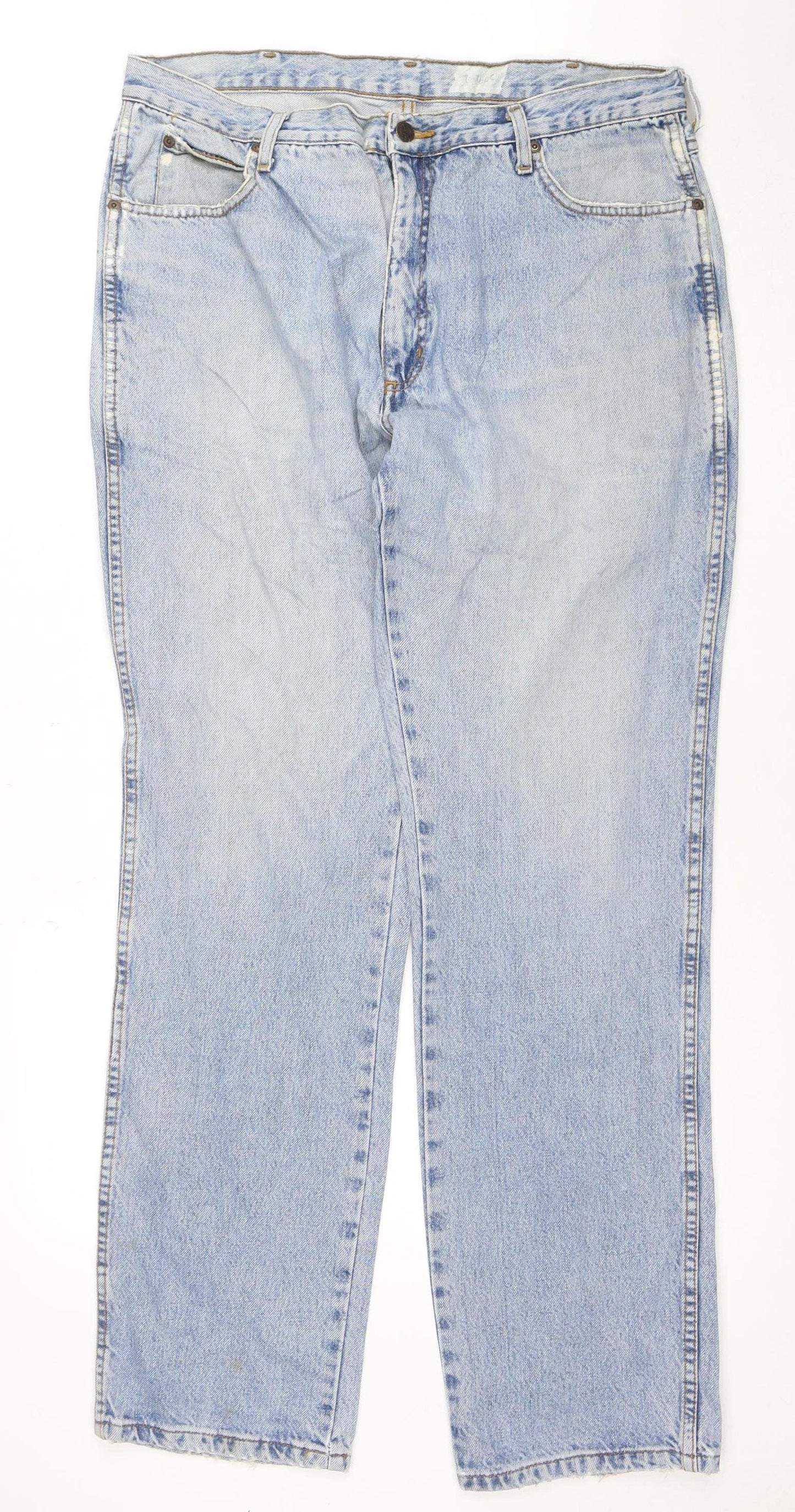 Wrangler Mens Blue 38x31 Straight Leg Vintage Denim Jeans