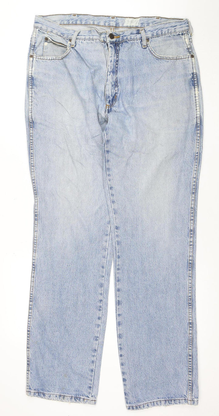Wrangler Mens Blue 38x31 Straight Leg Vintage Denim Jeans