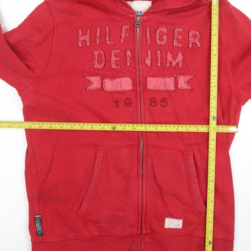 Tommy Hilfiger Denim Men's Red Full Zip Hoodie XL Cotton Fleece