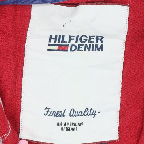 Tommy Hilfiger Denim Men's Red Full Zip Hoodie XL Cotton Fleece