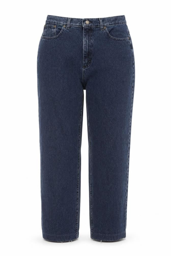 Front view of Lee women’s blue straight leg denim jeans, size UK 16, regular fit