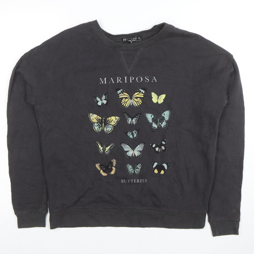 Fifth Sun Womens Black Butterfly Pullover Sweatshirt Size S