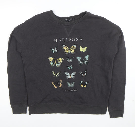Fifth Sun Womens Black Butterfly Pullover Sweatshirt Size S