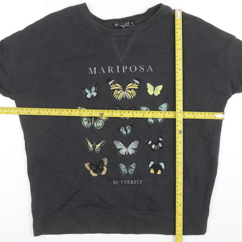 Fifth Sun Womens Black Butterfly Pullover Sweatshirt Size S