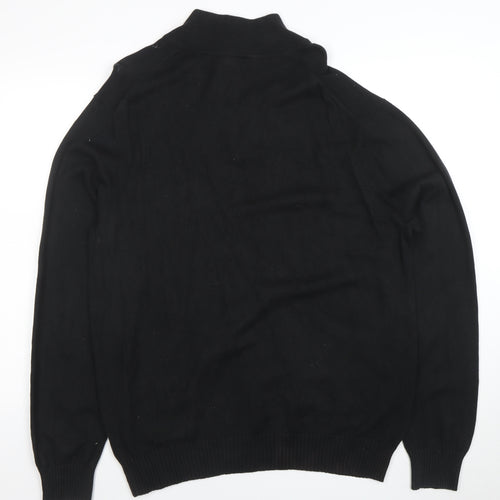 Nautica Men's Black Cotton Half Zip Jumper Size L