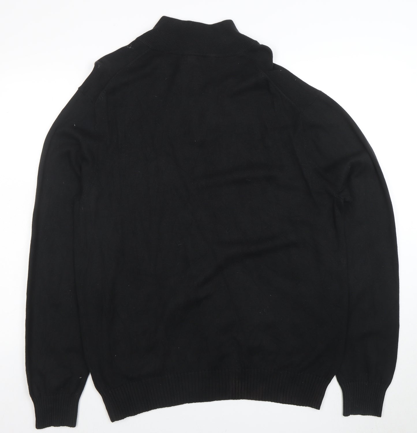 Nautica Men's Black Cotton Half Zip Jumper Size L