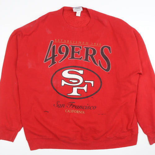 Lee Sport Men’s Red 49ers Crew Neck Pullover Sweatshirt 2XL