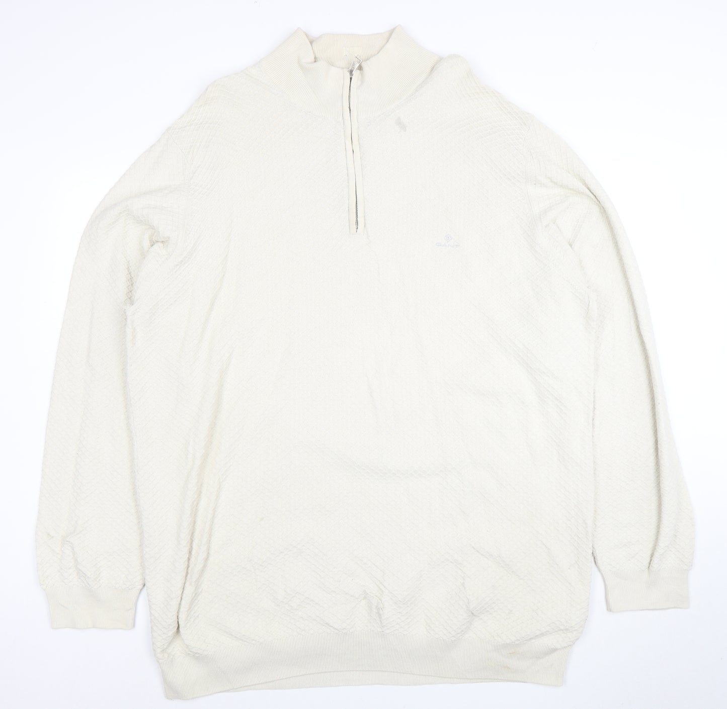 GANT Men Ivory 4XL 1/2 Zip Cotton Jumper Classic Knit Pullover