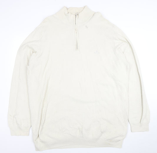 GANT Men Ivory 4XL 1/2 Zip Cotton Jumper Classic Knit Pullover