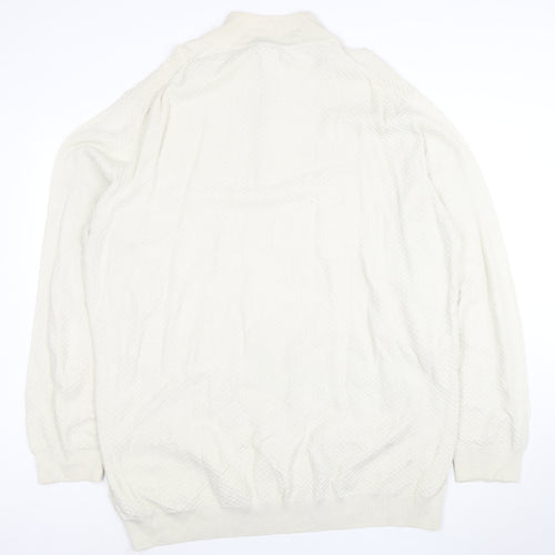 GANT Men Ivory 4XL 1/2 Zip Cotton Jumper Classic Knit Pullover