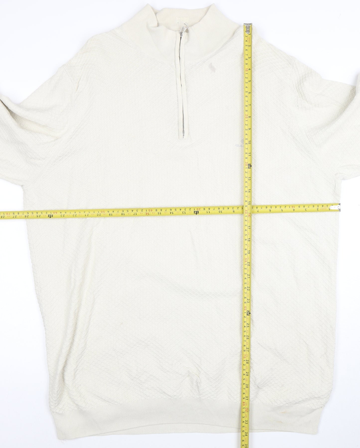 GANT Men Ivory 4XL 1/2 Zip Cotton Jumper Classic Knit Pullover