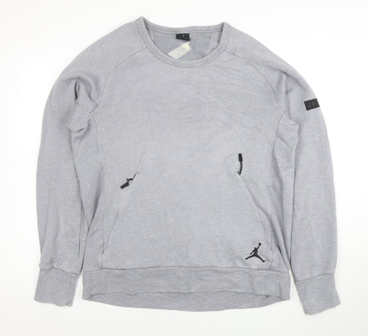Nike Jordan Men's Grey XL Pullover Sweatshirt with Zip Pockets
