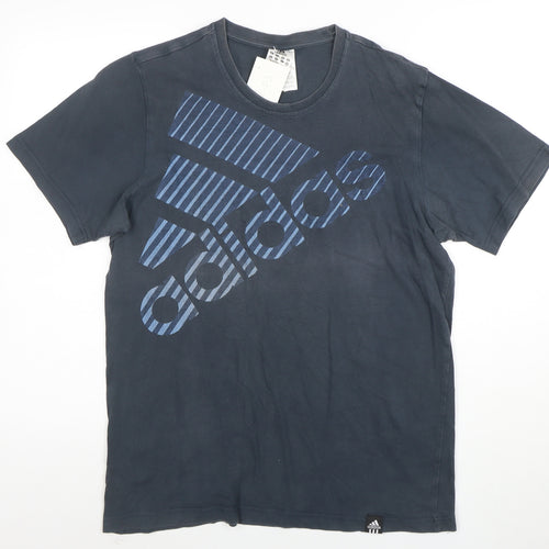 Adidas Men's Blue Graphic Logo Cotton T-Shirt Size M