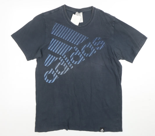 Adidas Men's Blue Graphic Logo Cotton T-Shirt Size M