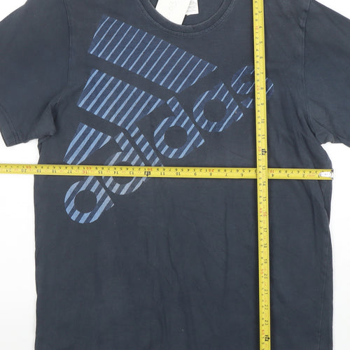 Adidas Men's Blue Graphic Logo Cotton T-Shirt Size M