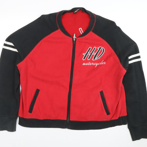 Harley-Davidson Men’s Red Black Full Zip Sweatshirt 2XL Embroidered Logo