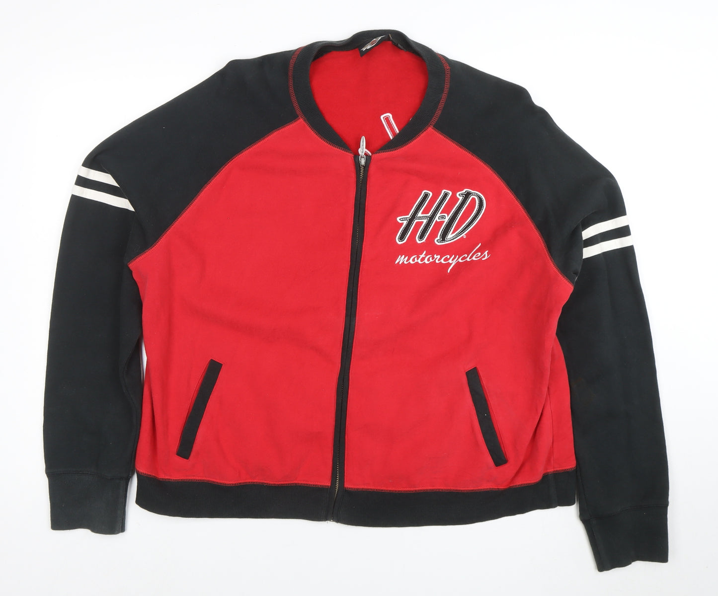 Harley-Davidson Men’s Red Black Full Zip Sweatshirt 2XL Embroidered Logo