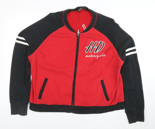 Harley-Davidson Men’s Red Black Full Zip Sweatshirt 2XL Embroidered Logo